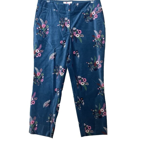 Boden Sackville Crop Pants US 8P Floral Stretch Velvet Business Casual - Picture 2 of 11